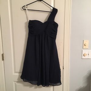 Azazie navy one shoulder dress